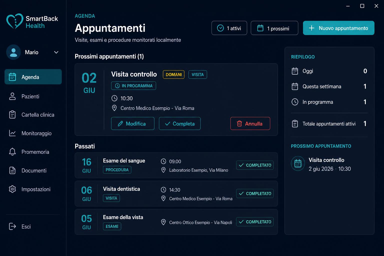 Appointments screen