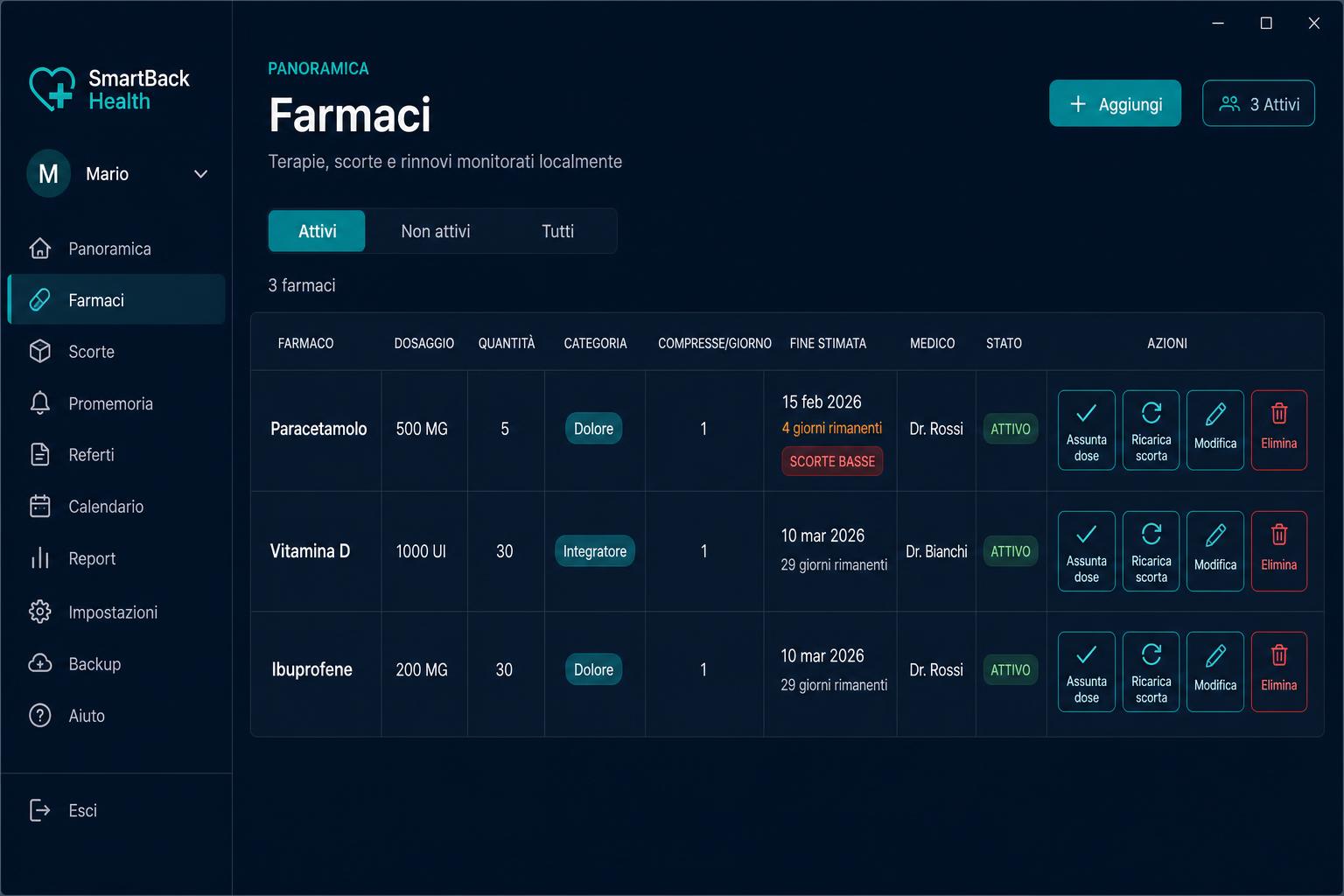 Medication tracker screen